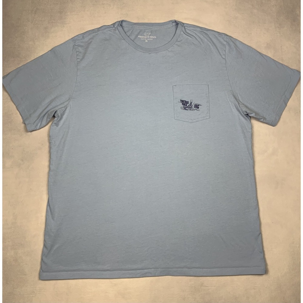 Vineyard Vines Shirt Mens XL Light Blue ORC Fishing Boat Pocket T-Shirt XL - Picture 3 of 9